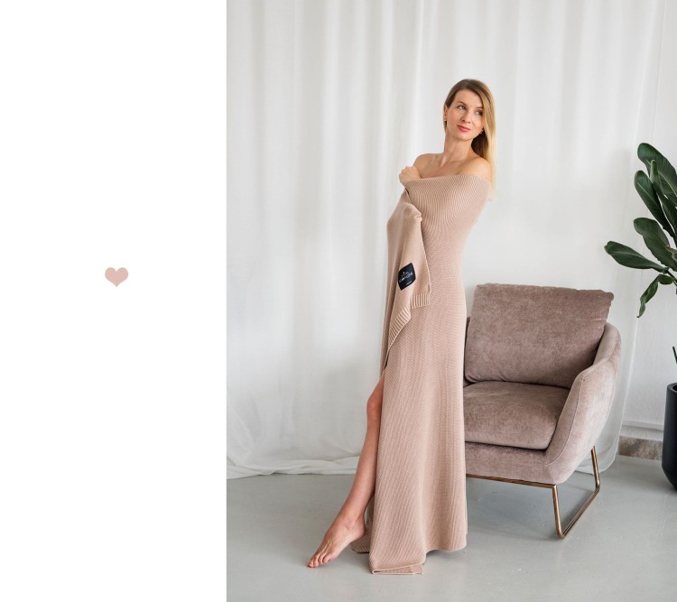 Duży koc - karmelowy beż