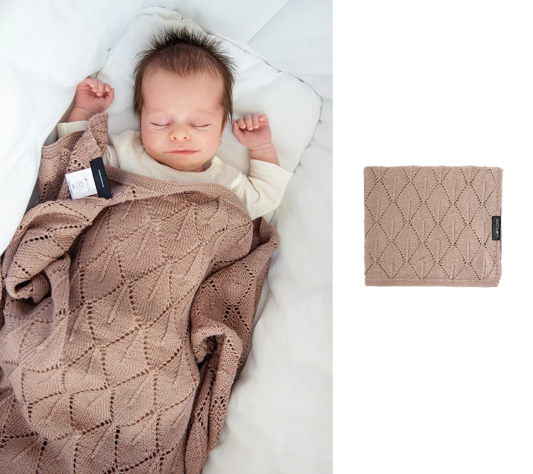 Kocyk z 100% wełny merino karmel