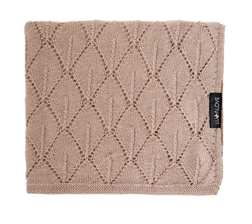 Kocyk z 100% wełny merino karmel