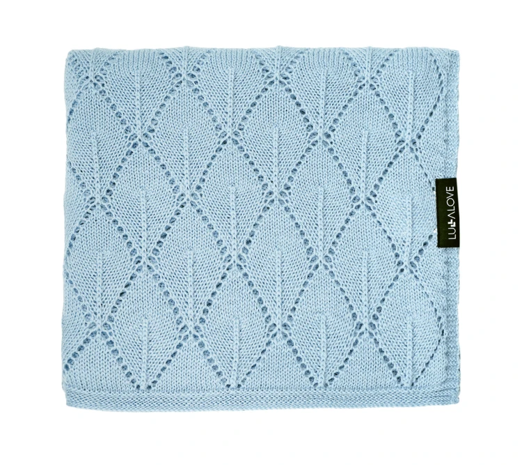 Kocyk z 100% wełny merino baby blue