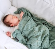 Kocyk z 100% wełny merino szałwia