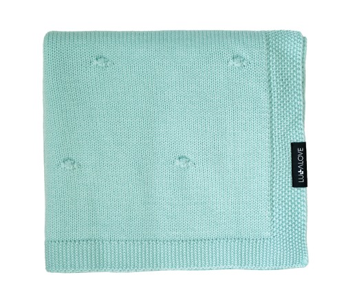 Kocyk z 100% wełny merino miętowy